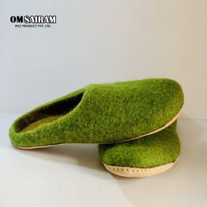 Green Felt Wool Slippers