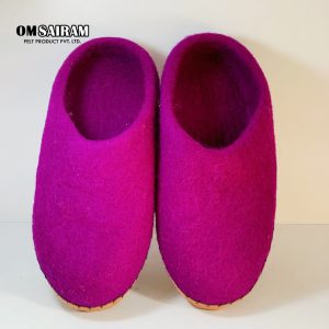 Purple Felt Wool Slippers