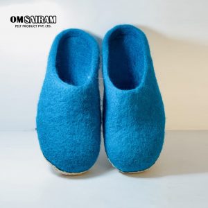 Blue Felt Wool Slippers