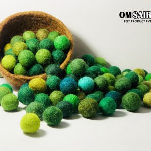 Green Felt Wool Balls